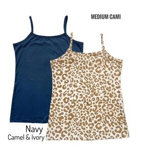 Medium LuLaRoe Cami 2-PACK Legging Fabric Navy Blue Solid & Leopard Fits 10/12